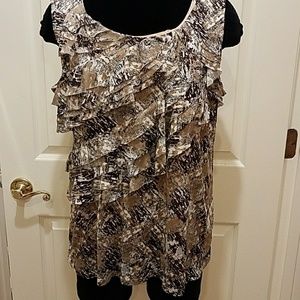 Designers Originals Brown ruffle overlay tank top XL 14/16